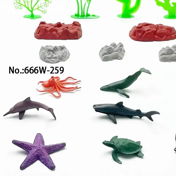 Mini juguetes de plástico de simulación de océano, animales de mar, peces, gran oferta