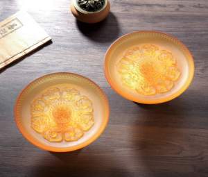 Traditional Buddhist <strong>Eight</strong> Auspicious Patterns Crystal Platter With Sacred Buddha <strong>Image</strong> for Shrine - Product Image 5