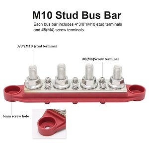 ขั้วต่อบล็อกเทอร์มินัลรถยนต์250A 3.5มม. บัสบาร์ทองแดงนิกเกิลพร้อมสกรู6XM4 4XM10โพสต์สำหรับบาร์ปลายทางสำหรับรถบัส48V - Product Image 5