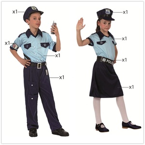 Cadılar bayramı Cosplay çocuk polis üniforma kostüm klasik yıldız baskı kısa kollu cep amerikan Cop üniforma - Product Image 2