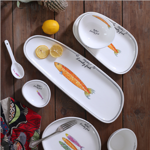 Lovely Fish Nordic Style Creative <strong>Ceramic</strong> Dinnerware Set Eco-Friendly Simple Design for Home Dining Food and Cup - Product Image 5