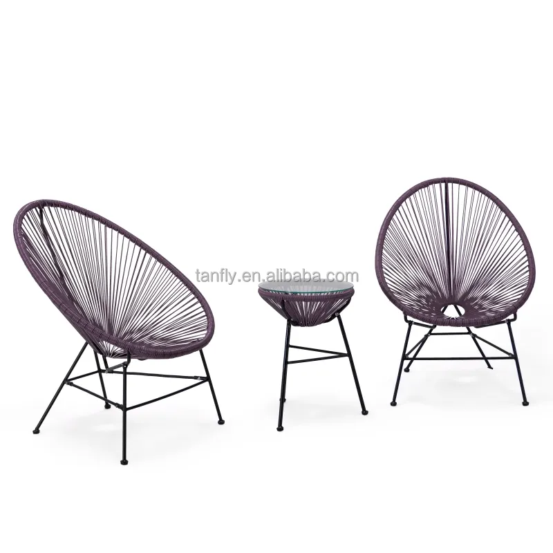 Conjunto de cadeiras acapulco para uso ao ar livre, tecido oval, cadeira de sol de vime, corda de rattan para uso em qualquer clima