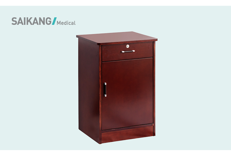 SKS019 SAIKANG Wooden Hospital Medical Locker Nightstand  Storage Bedside Cabinet