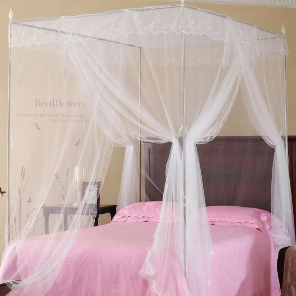 Atacado Quadrado de Poliéster cama de casal queen size meninas românticas quarto cama Pendurado mosquiteiro