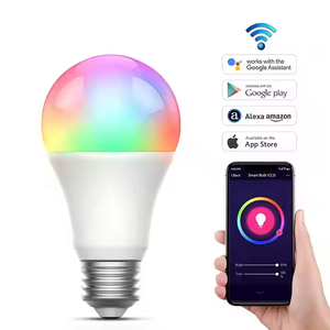 ワイヤレスアプリコントロール調整可能Alexa Tuya WIFIコントロールRGBIC照明電球9W A60 A19 E26 E27 RGBスマートLEDブラブ - Product Image 6
