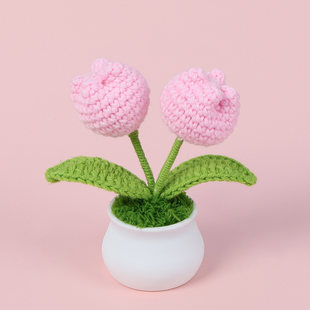 Pink 2-head tulip potted plant