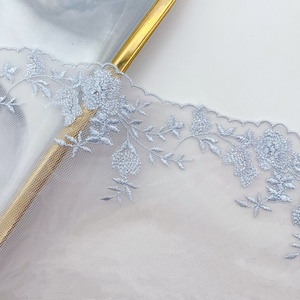 Wide Mesh Embroidery Lace Off-the-Shelf Bar <strong>Code</strong> Lace Cloth for Garment Accessories Elegant Embroidered Lace Design