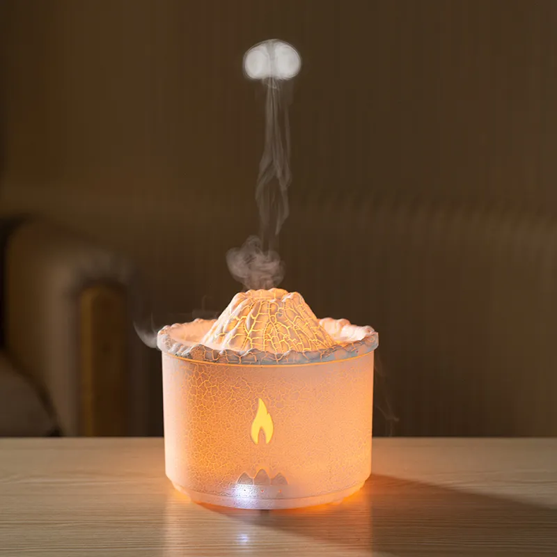 SHOUMING Difusor de aroma de chama para mesa, produto novo com luz de velas, difusor de aroma vulcânico com luz noturna, novo produto de 2024