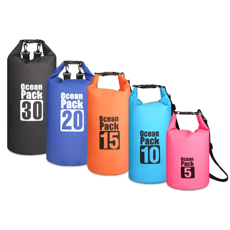 Bilink saco de solteira, 2l 3l 5l 8l 10l 15l 20l 30l 40 caminhadas, logotipo personalizado, ao ar livre, poliéster, oceano pvc, saco à prova d' água