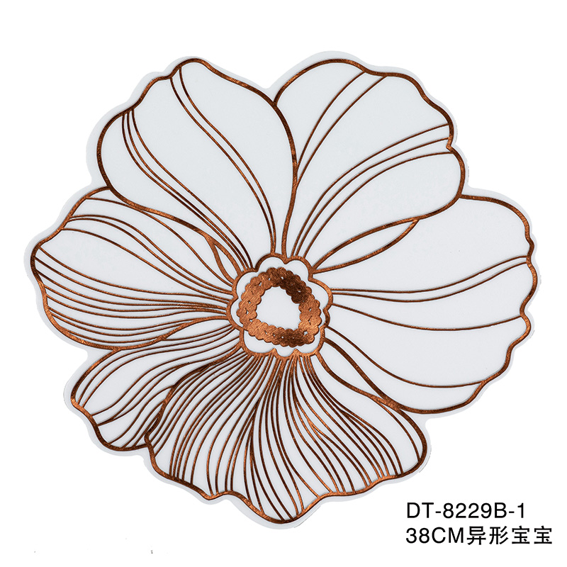 Rose Gold Flower Shape Irregular Eco PVC Placemats For Dinning Table