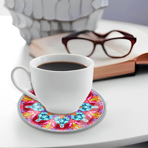 DIY 6 adet yüksek kalite Mandala stil elmas boyama fincan pedleri düzensiz şekilli 5D akrilik toz geçirmez elmas boyama Coaster
