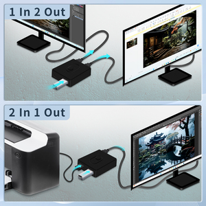 KVM USB3.0交换机2x11x2双向通用串行总线切换器2端口共享1键盘鼠标打印机设备2端口集线器 - Product Image 2