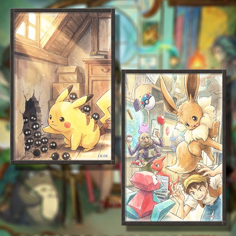 Tableau d'art Pokémon style Ghibli (1 carton = 100 paquets)