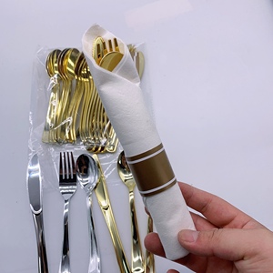 一次性黄金塑料银器餐具餐具 - Product Image 5