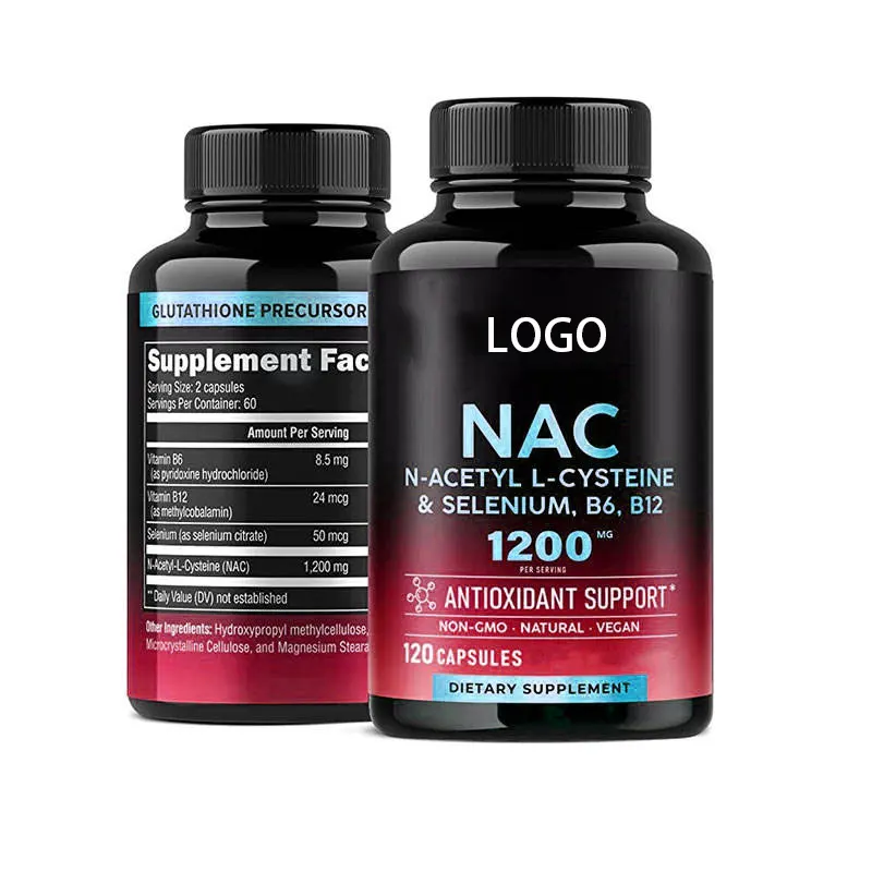 Suplemento antioxidante OEM NAC N-acetil L-cisteína 1200 mg cápsulas con selenio vitamina B6 B12 cápsulas veganas