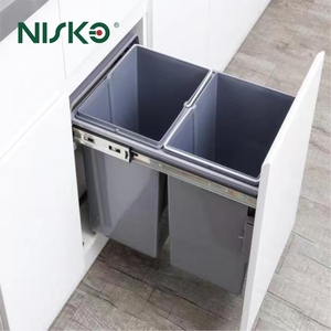 Cubo de basura de cocina extraíble con capacidad de 30l, contenedor de basura de plástico de cierre suave con tobogán oculto, cubo de basura de armario integrado grande - Product Image 5