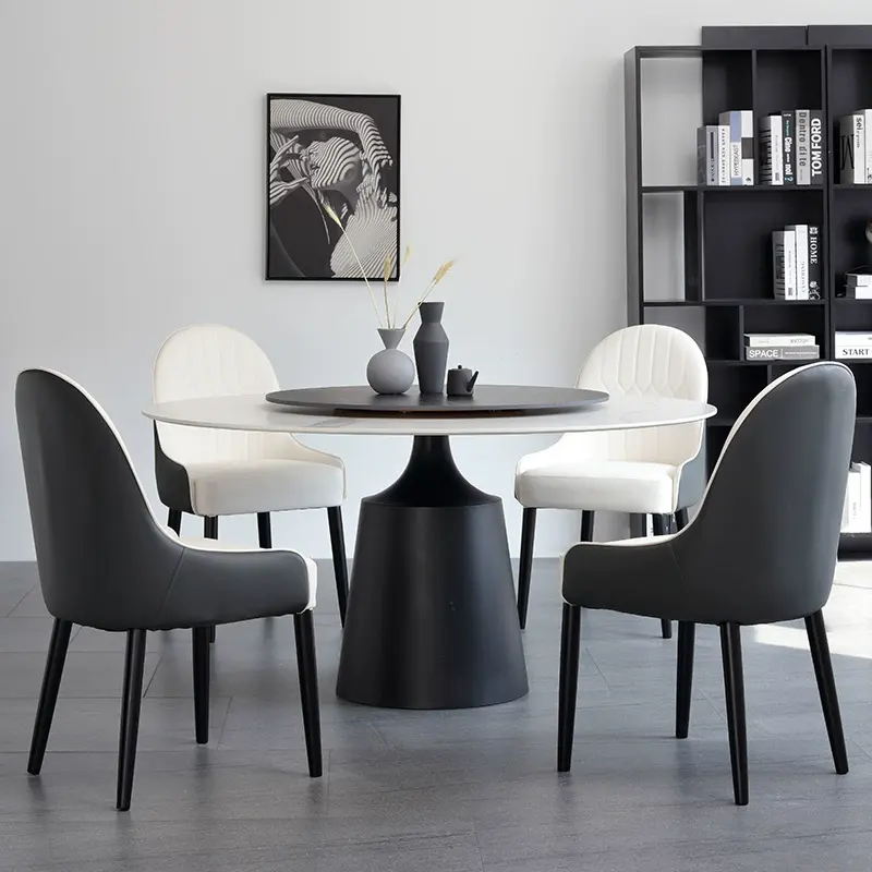Роскошная каменная тарелка круглый стол с поворотным столом размер квартиры современный простой обеденный стол высокого класса