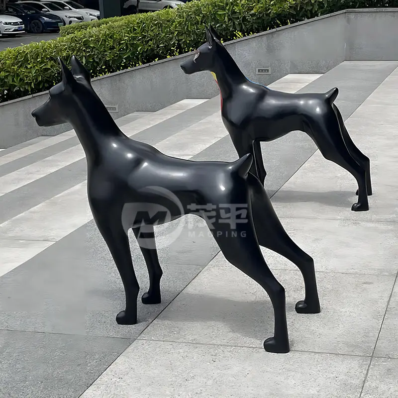 Customized High Quality Modern Outdoor Indoor Garden Decorative Art Abstract Animal Dog Wolf Stainless Steel Sculpture State