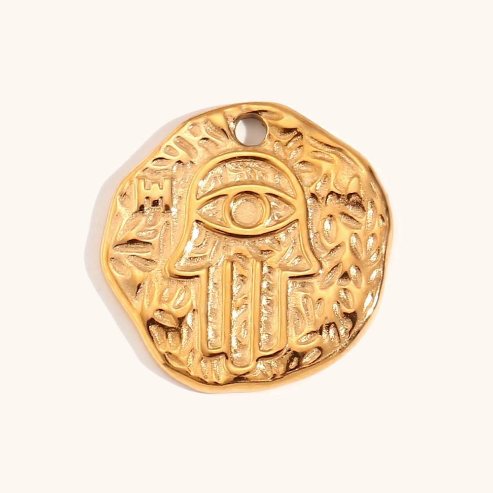 Hit pattern lucky hand round pendant-gold