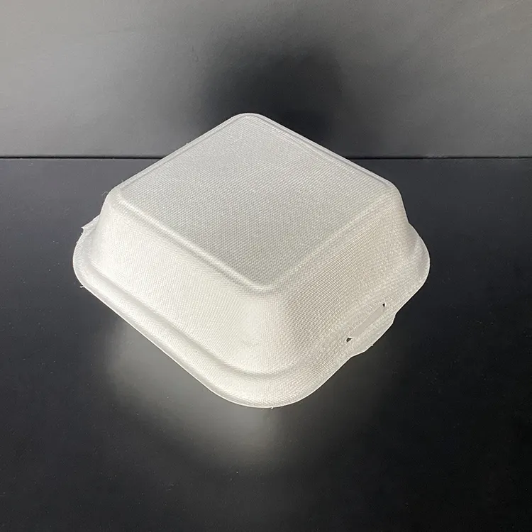 Caja blanca con tapa6インチクラムシェルハンバーガーボックス包装クラムシェル紙食品容器