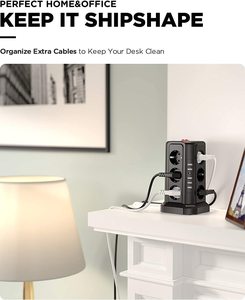 5 USB 12 yollu soket kule ve 5 USB çok soket soket şerit dalgalanma koruması ile 5 m kablo güç şeridi - Product Image 3