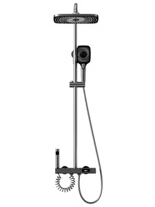 <strong>New</strong> Designer Gray Exposed 4-Push Button Piano Key Digital Shower Faucet <strong>Mixer</strong> 10 Inch Rainfall Jet Soft Rain Head Ceramic