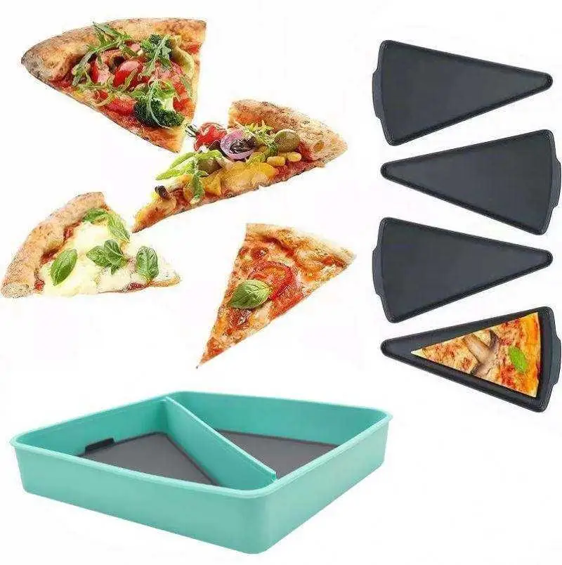Kotak wadah Pizza silikon dapat dipakai ulang, kotak wadah Pizza aman untuk mesin pencuci piring