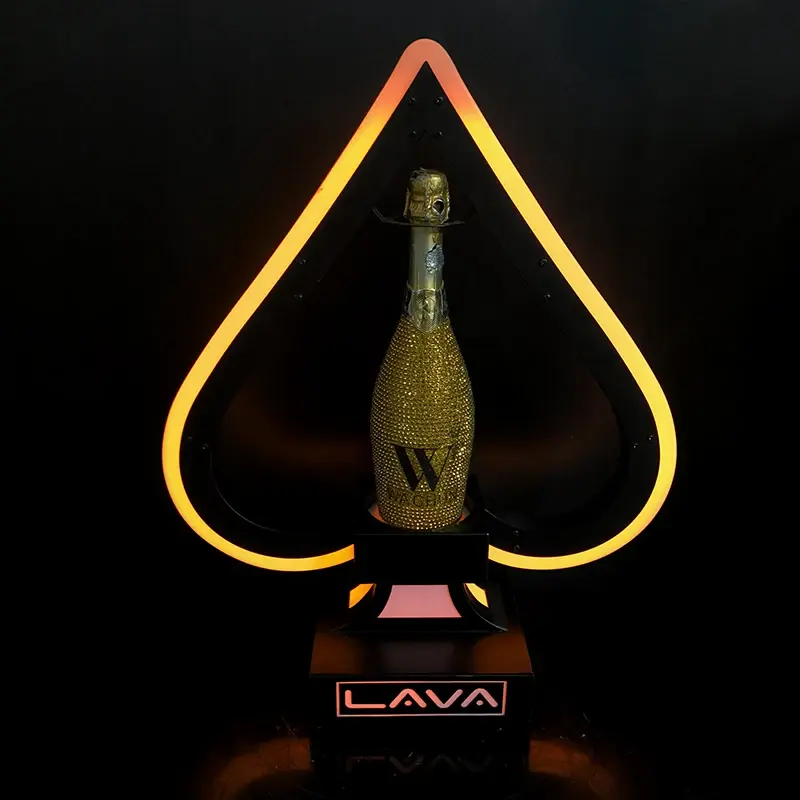 LED Luminous Metal Ace of Spades Colorful Guitar Wine holder Bar KTV Wine Props Atmosphere Wine Rack