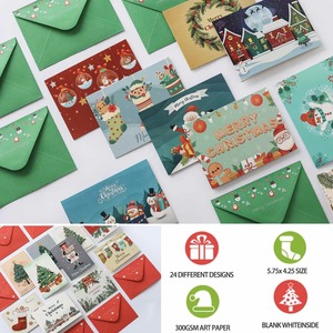 Özelleştirilmiş Xmas 4*6 inç 4C baskı teşekkür ederim kart kaplı kağıt selamlar Merry noel hediyesi tebrik kartları zarf ile - Product Image 6