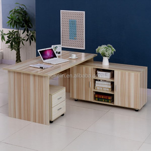 ファイルキャビネット付き木製コンピュータデスク - Product Image 2