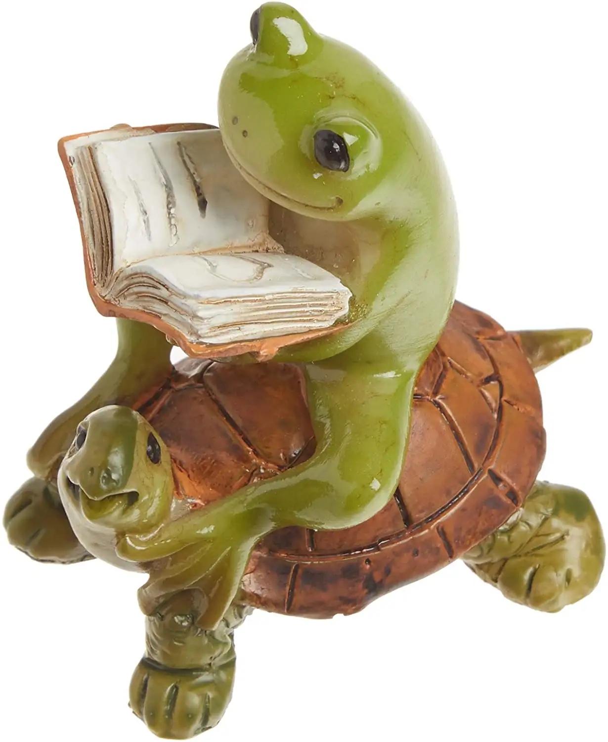 Nuovo libro di lettura della rana del terrario della resina di progettazione sulla scultura miniatura del giardino delle fate della statua della tartaruga