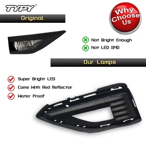 TYPY 2個入りフロントフォグランプ<span class=keywords><strong>VW</strong></span> <span class=keywords><strong>Jetta</strong></span> Sagitar 2019 2020カバー白色<span class=keywords><strong>LED</strong></span> DRL昼間ランニングライトダイナミックターンシグナルインジケータ