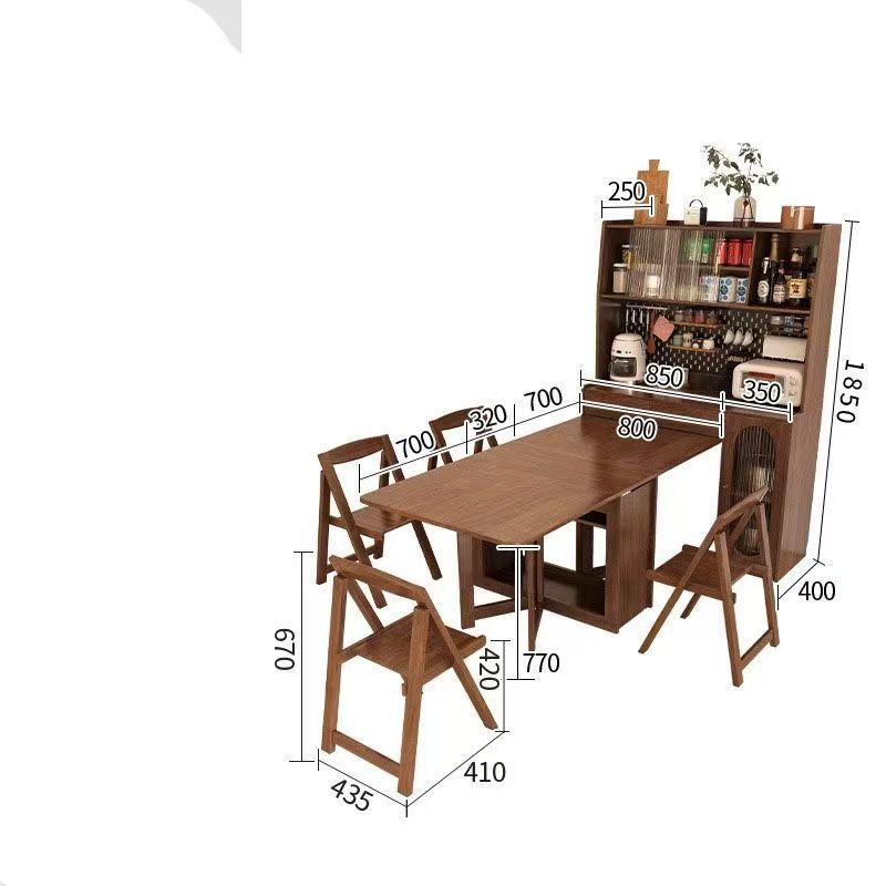 โต๊ะอาหาร Walnut Green 1.2 ม. ตู้ และเก้าอี้ * 4
