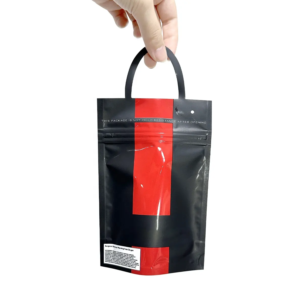 हाथ की लंबाई हैंडल ज़िप लॉक बैग हैंडल के साथ खड़े 500 पीसी डिजिटल प्रिंटिंग आपके डिजाइन लोगो खाद्य भंडारण जिपर बैग