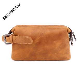 Bearky mới cao cấp nhãn trang điểm tổ chức Túi dopp Kit cạo chính hãng Da thực tế Mens da du lịch đẹp vệ sinh cá nhân Túi - Product Image 1
