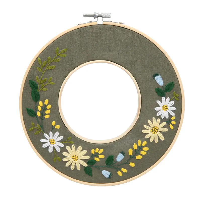 Plastic Embroidery Hoops Embroidery Starter Kit Cross Stitch Kit Embroidery Kit for Adults with Plants Flowers Pattern