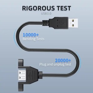 Toptan siyah USB2.0 A erkek kadın bilgisayar için vida somunu kilitleme USB 2.0 Panel montaj uzatma kablosu ile - Product Image 4