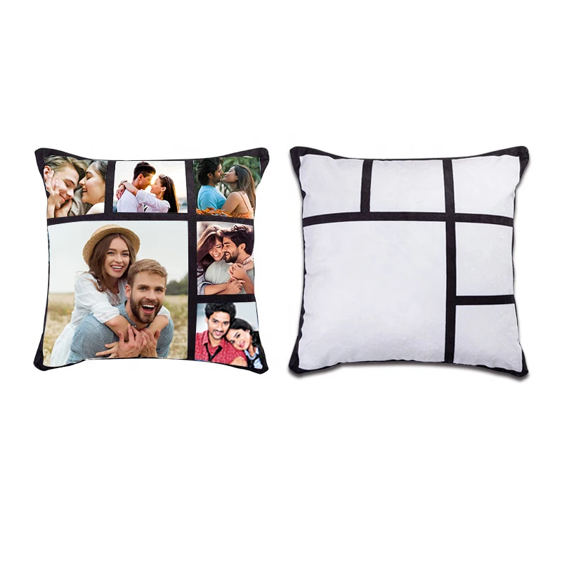 45*45CM High quality heat press polyester blanks sublimation 6 panel pillow case cover