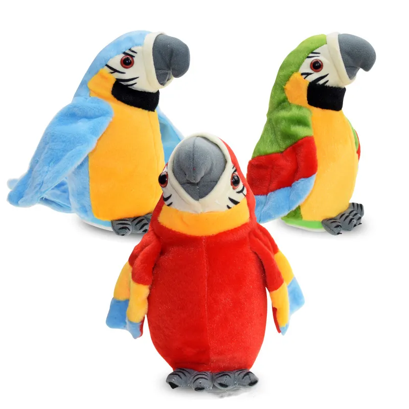 Brinquedo de pelúcia infantil falante, papagaio aprende a gravar língua falando, brinquedo de pelúcia para crianças