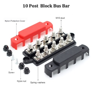 48V 300A Heavy Duty Power Distribution Terminal Block Pure Copper Double Row M10 5-screw <strong>Busbar</strong> - Product Image 3
