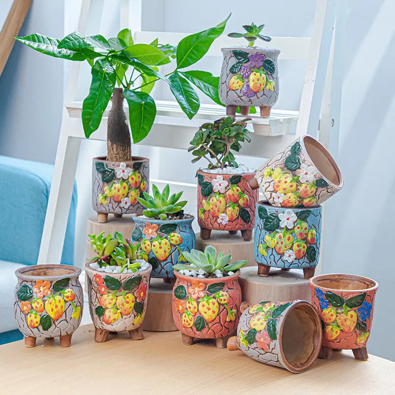 Pots de fleurs en céramique pour jardin, bonsaï coloré, créatifs, 12 pièces