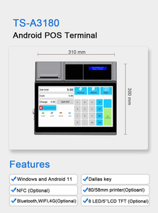 Pantalla táctil de 15,6 pulgadas para sistema de punto de venta, caja registradora con escáner de código qr, impresora de 80mm, android, todo en uno, venta al por menor - Product Image 6