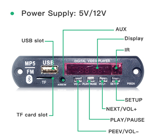12V MP4/MP5 HD 1080PビデオキットUSBオーディオデコーディングボードモジュールFLACフォーマットサポートMP3プレーヤー用 - Product Image 3