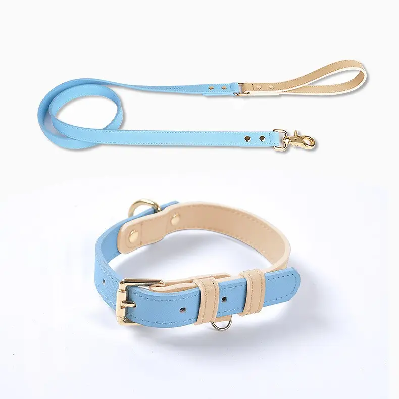 haustierzubehör 2024 set aus hundehalsband und leine luxus neues design leder hundeleine luxus-hundeleine halsband