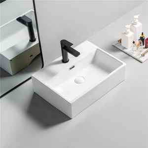 ミニマリスト長方形カウンタートップ容器シンクセラミック手洗い洗面台バスルームシンク - Product Image 1