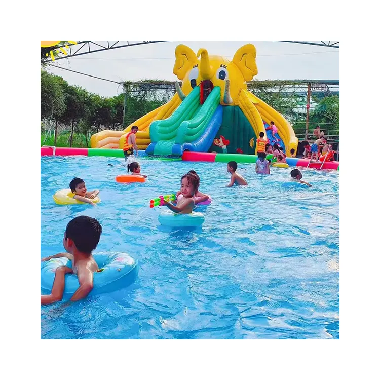 Attrezzature per parco acquatico gonfiabili all'aperto per bambini grande piscina gonfiabile con scivolo