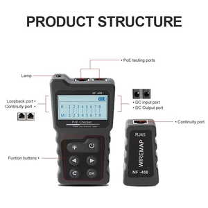 NF8209 Digitaler Kabeltester Netzwerk-Werkzeuge Lcd-Anzeige Messlänge POE BNC-Kabeltracker