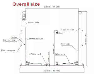 Launch TLT240SB 4000KG Two Post Car <strong>Lift</strong> Hydraulic Cylinder Parking Elevator 4000KG Lifting Capacity Floor Plate Car Elevator
