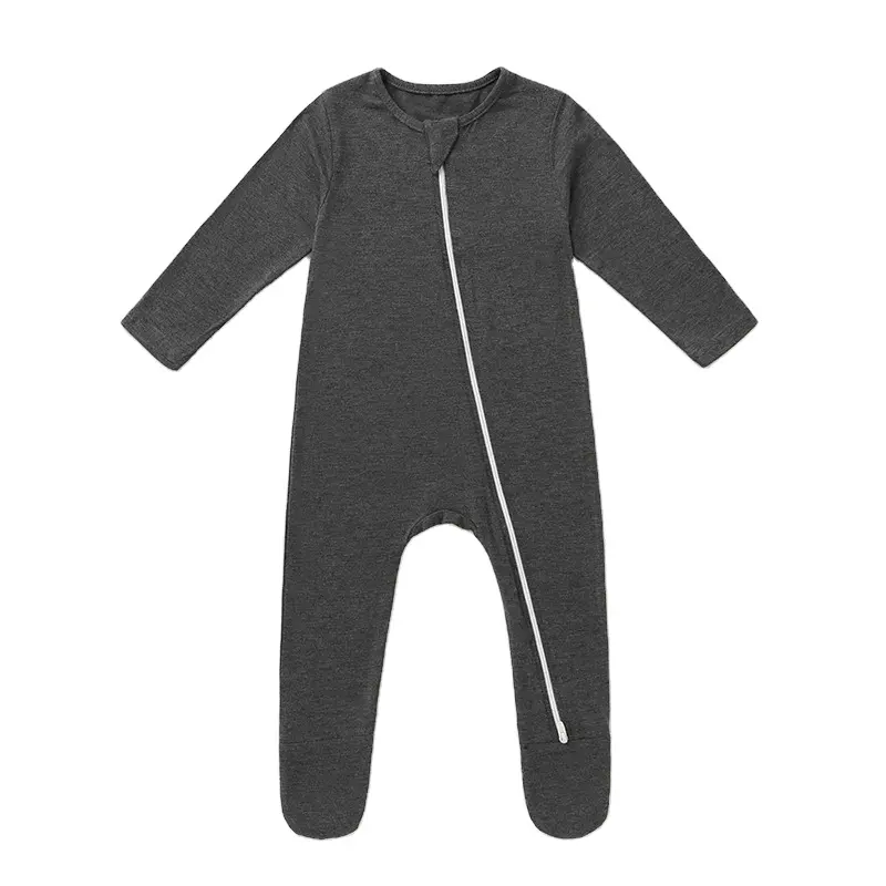 Mono de bambú suave para bebé, ropa infantil, Pelele de 2 vías de Color blanco con cremallera, 100%