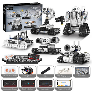 Dual Control Fernbedienung Variable Programmierung Baustein Simuliertes Roboters pielzeug Licht Kunststoff RC Car 495pcs 2.4G 5 in 1